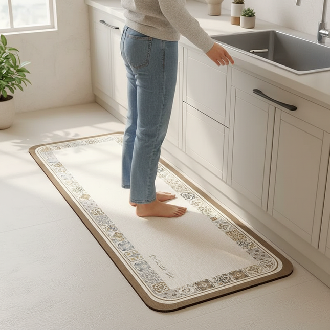 Tapis Cuisine beige motif absorbant