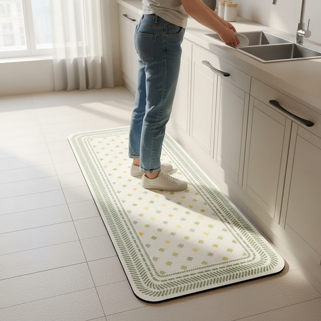Kitchen Floor Mat, Soft Diatom Mud Absorbent Carpet, Minimalist Style, Beige, Long Strip Foot Mats, Home Decoration Non-slip Rug - gallery 1