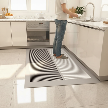 Tapis Cuisine rayé bicolore moderne