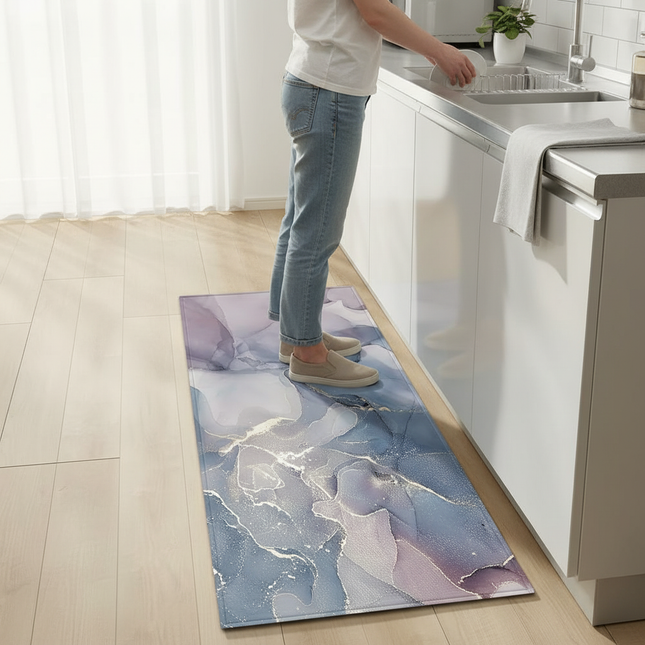 Tapis Cuisine motif abstrait bleu-violet design