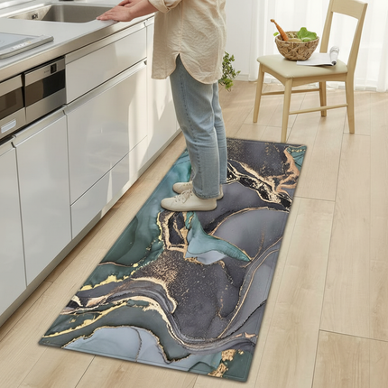 Tapis Cuisine marbré vert doré antidérapant