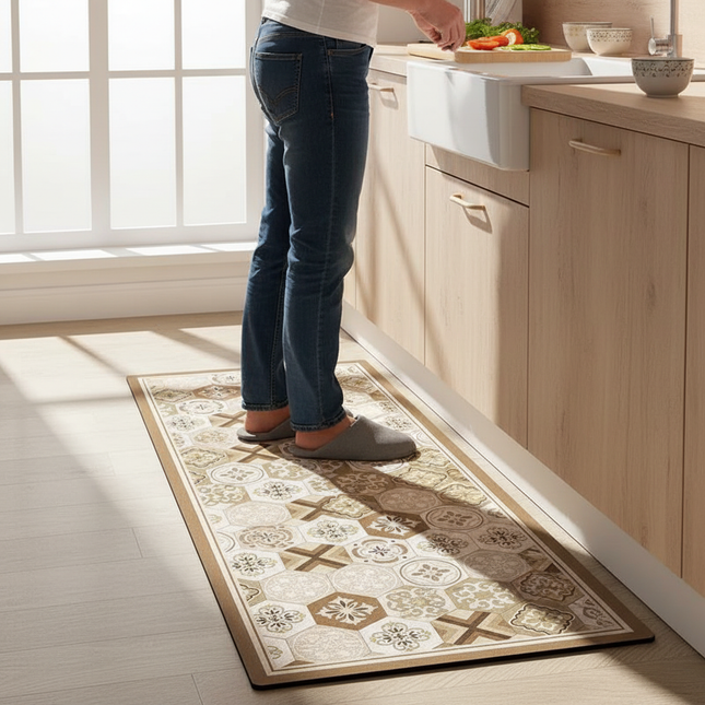 Kitchen Carpet Anti-slip Oil-proof Dirt-resistant Rug PVC Leather Waterproof Floor Mats Long Size Flower Home Decoration Mat 양탄자 - gallery 1