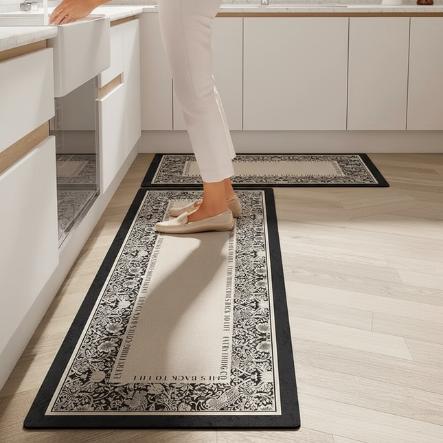 Kitchen Carpet Anti-slip Oil-proof Dirt-resistant Rug PVC Leather Waterproof Floor Mats Long Size Flower Home Decoration Mat 양탄자 - gallery 1