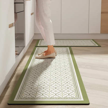 Tapis Cuisine vert motif antidérapant