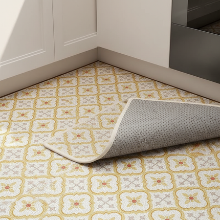 Tapis Cuisine crème-jaune géométrique lavable