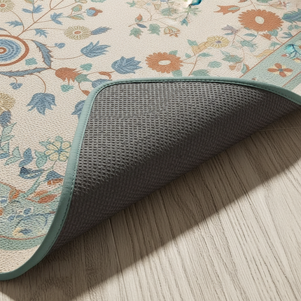 Tapis Cuisine floral crème antidérapant
