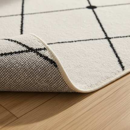 Tapis Cuisine blanc motif géométrique antidérapant