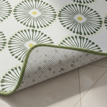 Tapis Cuisine blanc vert motif moderne imperméable