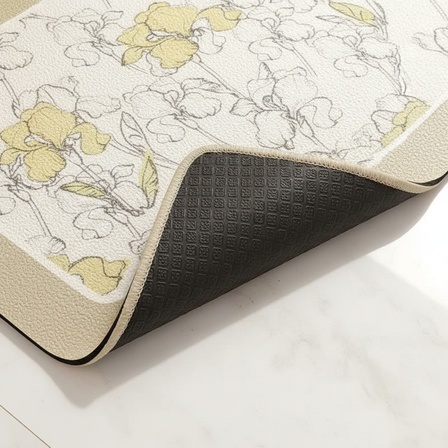 Kitchen Pvc Floor Mat Leather Waterproof Non-slip Carpet Oil-proof Foot Mats Pink Flower Pattern Home Decoration Rug Vinyl Rugs - gallery 2