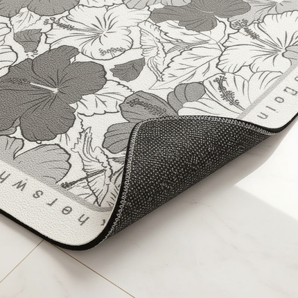 Kitchen Pvc Floor Mat Leather Waterproof Non-slip Carpet Oil-proof Foot Mats Pink Flower Pattern Home Decoration Rug Vinyl Rugs - gallery 2