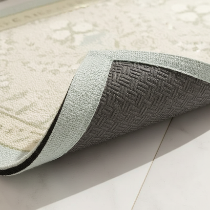 Tapis Cuisine beige motif floral antidérapant raffiné
