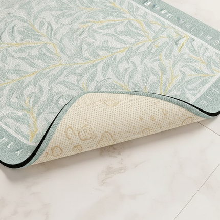 Tapis Cuisine feuillage vert antidérapant vintage