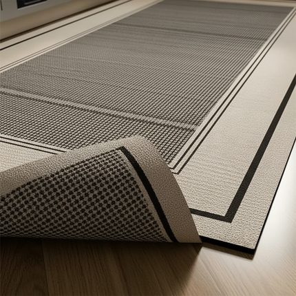Tapis Cuisine beige noir géométrique antidérapant