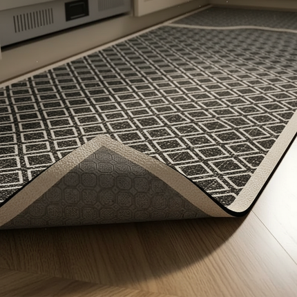 Tapis Cuisine noir blanc géométrique antidérapant