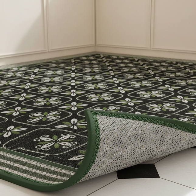 Kitchen Floor Mat Waterproof Oil-proof Foot Mats Pvc Leather Non-slip Carpet Long Rug Spring Retro Style  Home Decoration Rugs - gallery 2