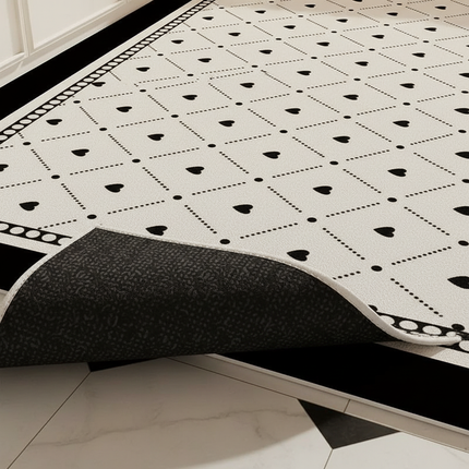Tapis Cuisine crème rétro lavable