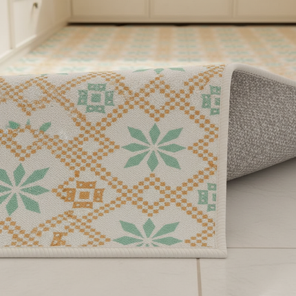 Tapis Cuisine rétro floral antidérapant