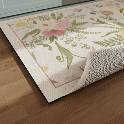 Tapis Cuisine floral beige imperméable