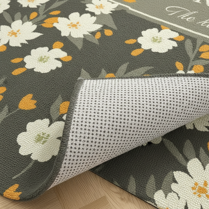 Tapis Cuisine floral gris antidérapant