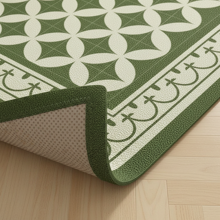 Tapis Cuisine Vert Motif Géométrique Antidérapant