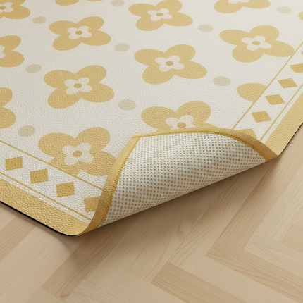 Tapis Cuisine Motif floral jaune antidérapant