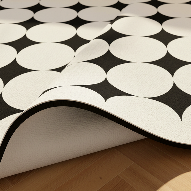 Kitchen Floor Mat Black White Diamond Grid Pattern Pvc Leather Non-slip Carpet Waterproof Oil-proof Large Area Home Decor Rug - gallery 2