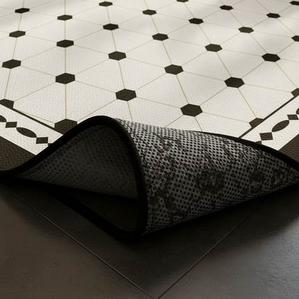 Tapis Cuisine noir et blanc motif carreaux antidérapant classique