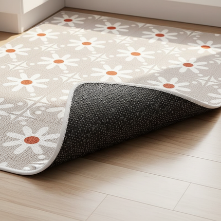 Retro Kitchen Floor Mats Floral Pattern PVC Rug Waterproof Oil-proof Carpet Easy To Clean Anti-fouling Door Mat Can Be Cut Ковер - gallery 2