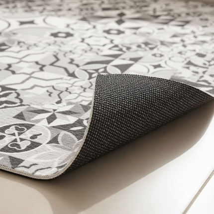 Tapis Cuisine motif géométrique gris antidérapant