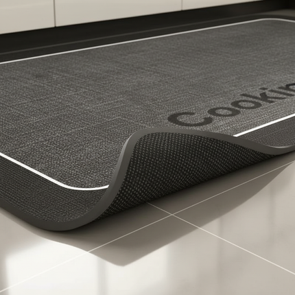 Tapis Cuisine gris minimaliste antidérapant