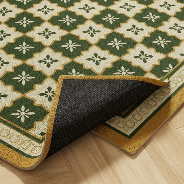 Stain and Oil Resistant Kitchen Rug Home Pvc Leather Carpet American Retro Balcony Floor Mat Large Area Washable Non-slip Rugs - gallery 2