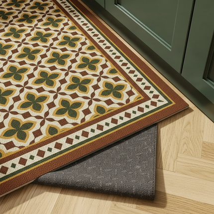 Tapis Cuisine motif géométrique rétro lavable