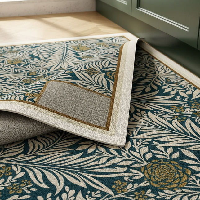 Stain and Oil Resistant Kitchen Rug Home Pvc Leather Carpet American Retro Balcony Floor Mat Large Area Washable Non-slip Rugs - gallery 2