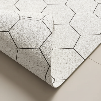 Tapis Cuisine Blanc Motif Hexagonal Antidérapant