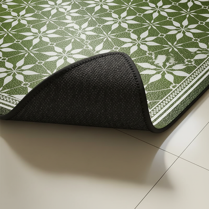 Tapis Cuisine vert motif géométrique antidérapant original