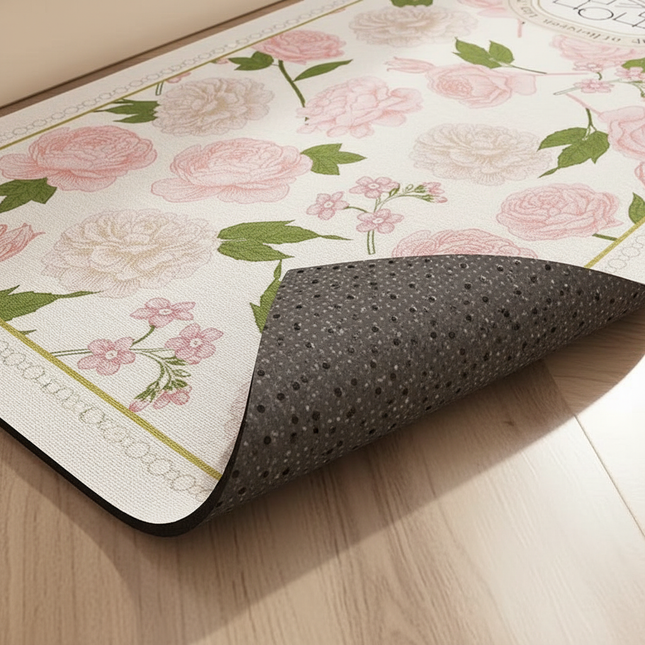 Rugs for Kitchen Floor Mat Pvc Leather Waterproof Non-slip Long Rug Anti-fatigue Foot Mats Pink Flower Home Decor Vinyl Carpet - gallery 2