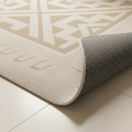 Tapis Cuisine beige motif géométrique moderne