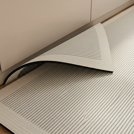 Tapis Cuisine beige rayures fines antidérapant