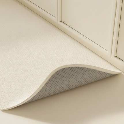 Tapis Cuisine beige uni antidérapant moelleux
