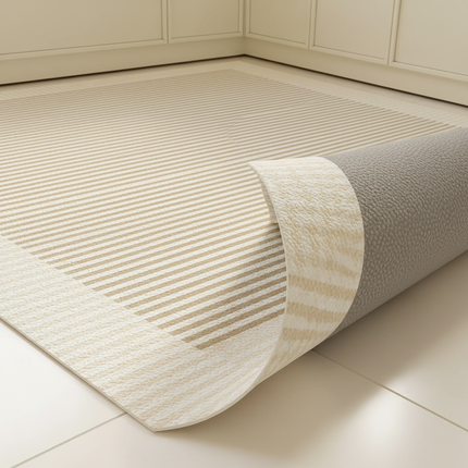 Tapis Cuisine rayé beige antidérapant
