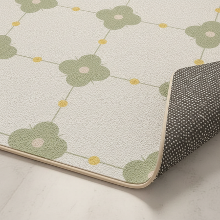 Tapis Cuisine motif floral vert clair antidérapant
