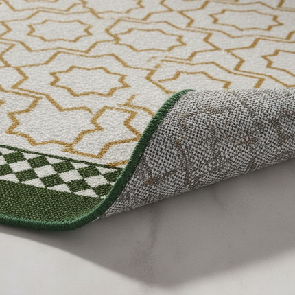 Tapis Cuisine géométrique vert antidérapant lavable
