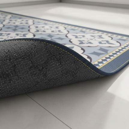 Tapis Cuisine motif carreaux bleus antidérapant