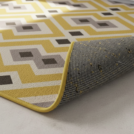 Tapis Cuisine motif géométrique jaune antidérapant