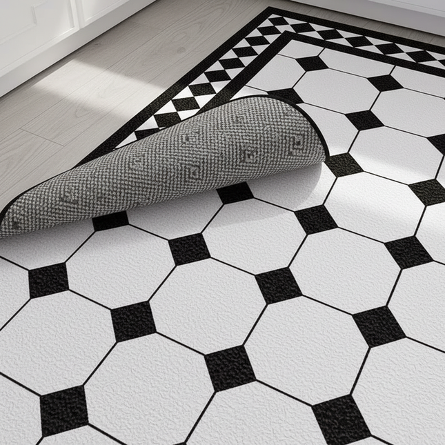Home Kitchen Anti-oil Anti-slip Carpet PVC Leather Entrance Rugs Large Area Balcony Carpets Modern Living Room Decoration Rug - gallery 2