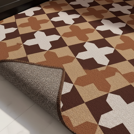 Tapis Cuisine géométrique marron anti-tache