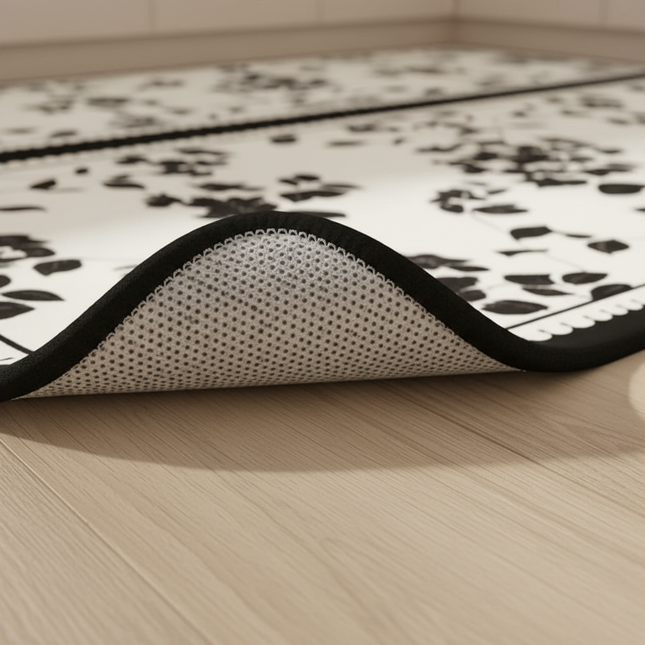 Flower Pvc Leather Waterproof Rugs Non-slip Long Rug Carpet for Kitchen Floor Mat Oil-proof Foot Mats - gallery 2