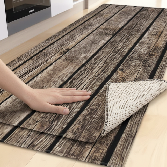 Wood Grain Kitchen Rug Bedroom Entrance Doormat Anti-Slip Living Room Floor Decor Carpet Home Bath Hallway Foot Mat Custom Made - gallery 2