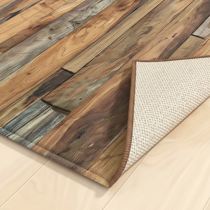 Tapis Cuisine motif bois rustique antidérapant
