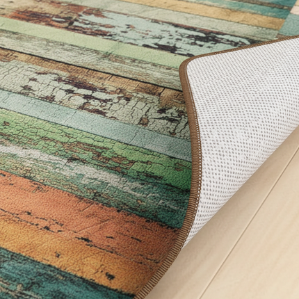 Tapis Cuisine effet bois multicolore antidérapant